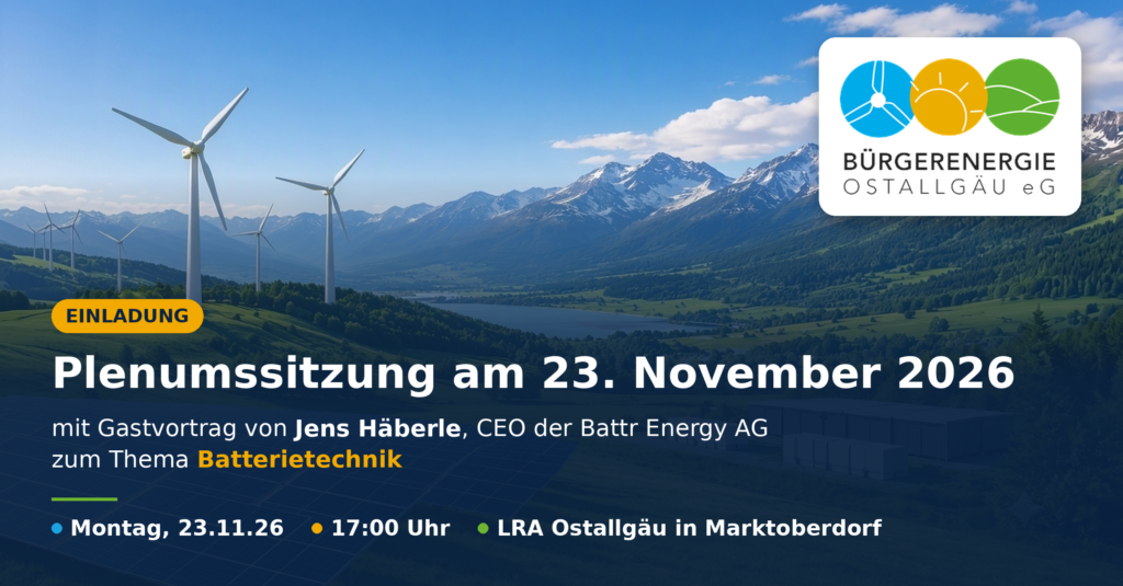 Einladung zum Plenum mit Gastvortrag von Battr Energy AG